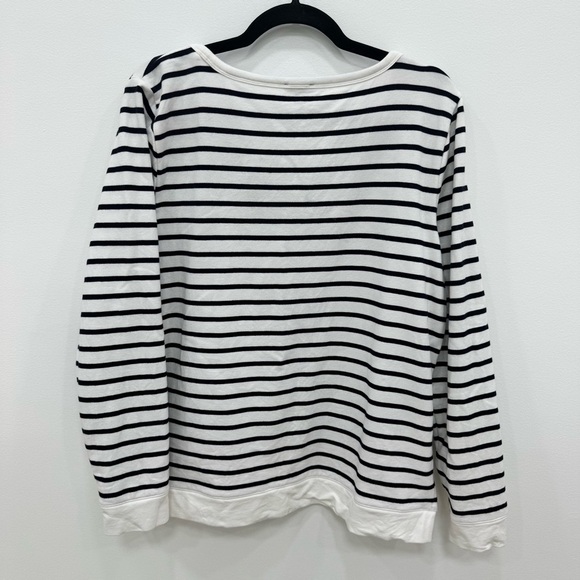 Talbots Navy White Stripe Nautical Crewneck Sweater Sz Lg - Picture 2 of 5